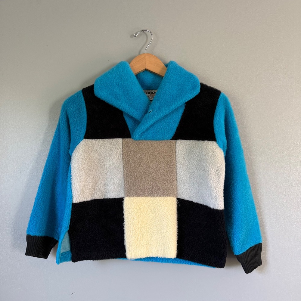 Vintage 60s Kodiak Pullover Campus Fleece Colorblock Sweater Size 12